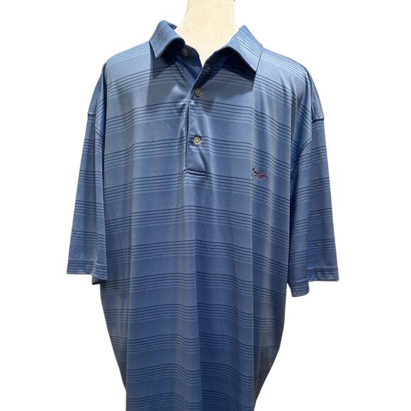Greg Norman Play Dry Golf Shirt - Blue Stripe - XXL - Picture 1 of 4
